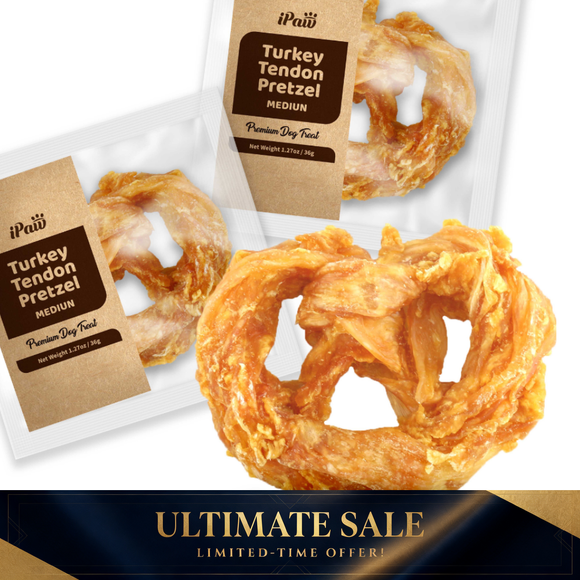 iPaw - Turkey Tendon for Dogs (Medium Pretzel)