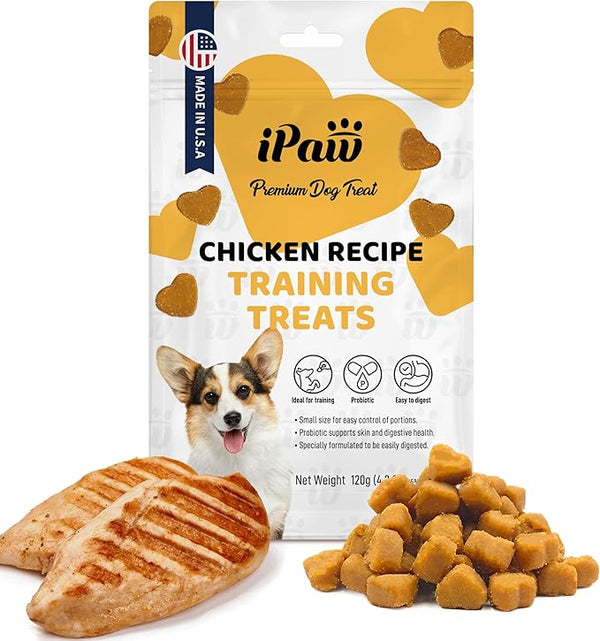 iPaw - Dog Treats for Puppy Training, All Natural Human Grade Soft Dog Treat with Probiotics, Hypoallergenic, Easy to Digest (Chicken)