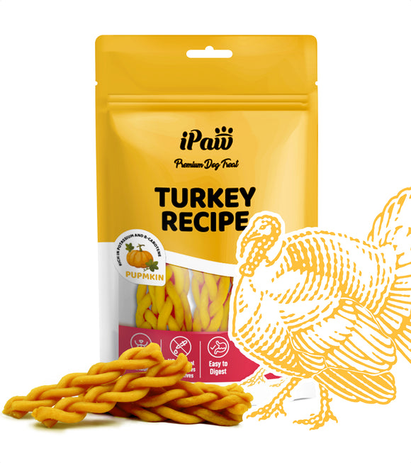 iPaw - Turkey Meat with Pumpkin (Braided Stick)