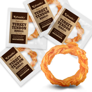 Afreschi Turkey Tendon for Dogs, Dog Treats for Signature Series, All Natural Human Grade Puppy Chew, Ingredient Sourced from USA, Hypoallergenic, Rawhide alternative, Small Ring