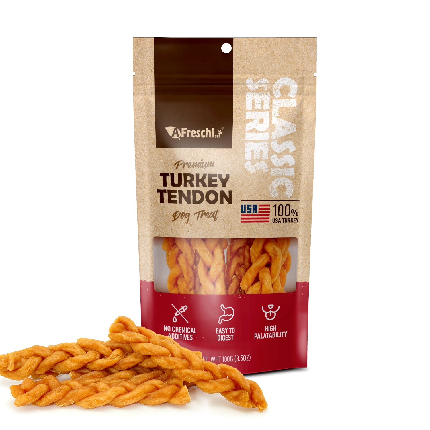 AFreschi - Turkey Tendon for Dogs (Classic Series - Braided Stick)